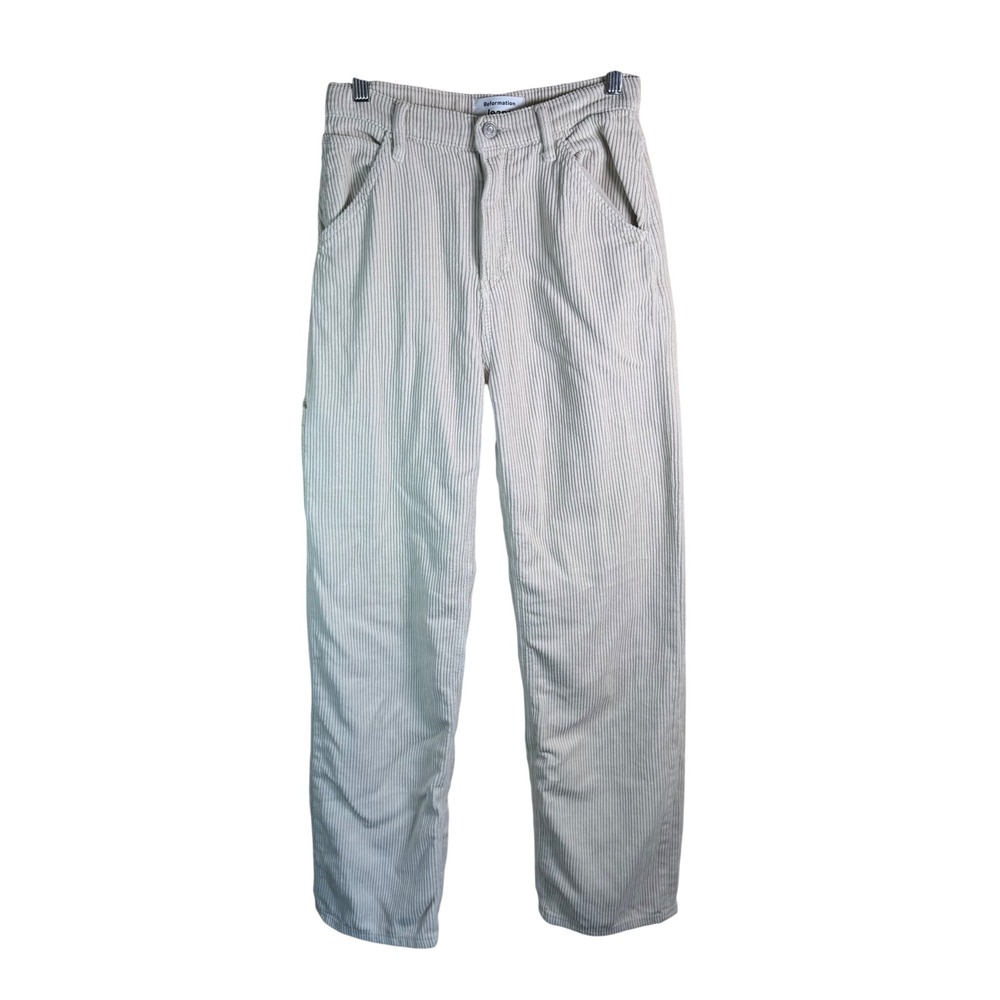 Reformation Preston Baggy High Rise Straight Corduroy Pants Women 25 Cement